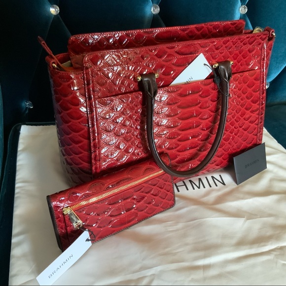 Brahmin Harper & Wallet in Scarlet Vardo - Picture 2 of 11